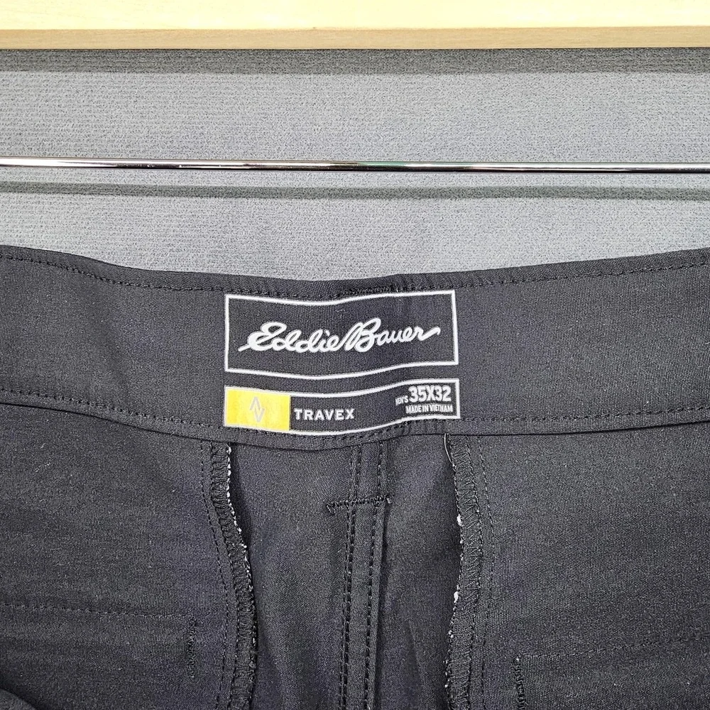 Eddie Bauer Travex Pants Mens 35x32 Black Stretch Chino Performance Travel